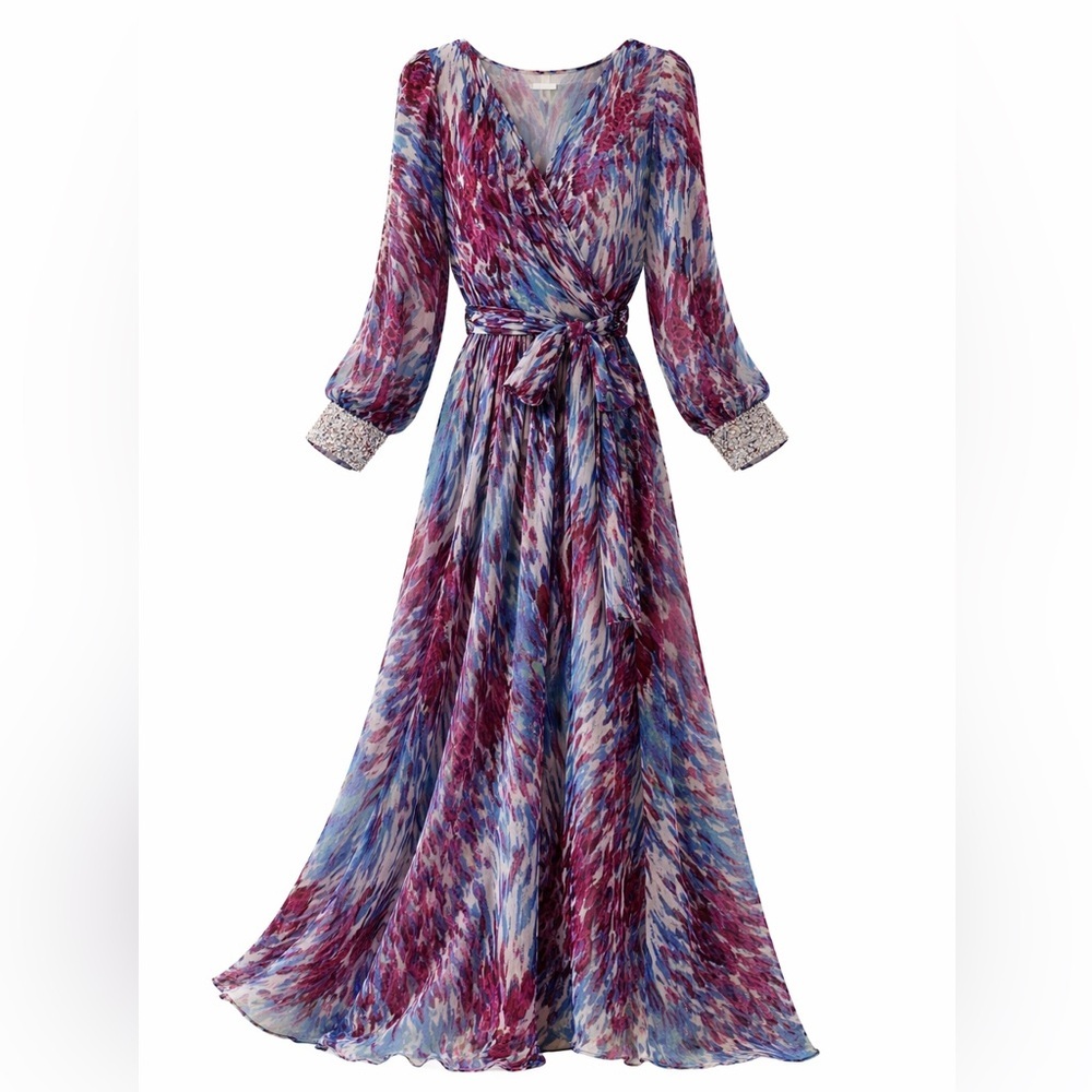 Meghan Los Angeles Maxi Dress Summer V-Neck Balloon Sleeves With Slits